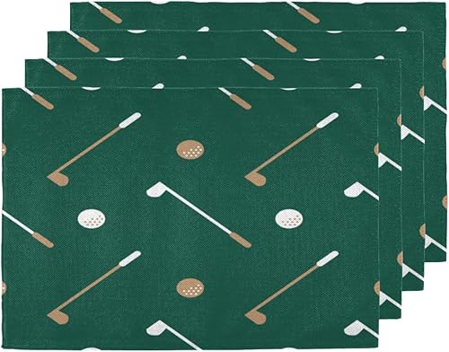 The Golf Sport Style - Juego de 4 manteles individuales lavables e impermeables para fiestas, hogar, comedor, decoración de mesa de comedor, 18 x 12