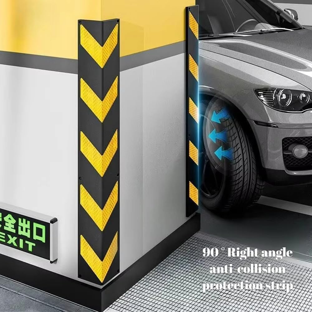Paraspigoli per garage, in schiuma, a strisce nere e gialle, per aree di parcheggio, riflettenti, 80 cm x 10 cm x 0,8 cm