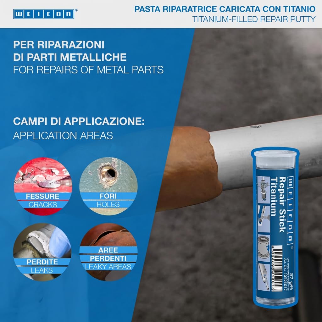WEICON Barretta Alluminio 57 g | Adesivo bicomponente per riparazioni | Non arrugginisce