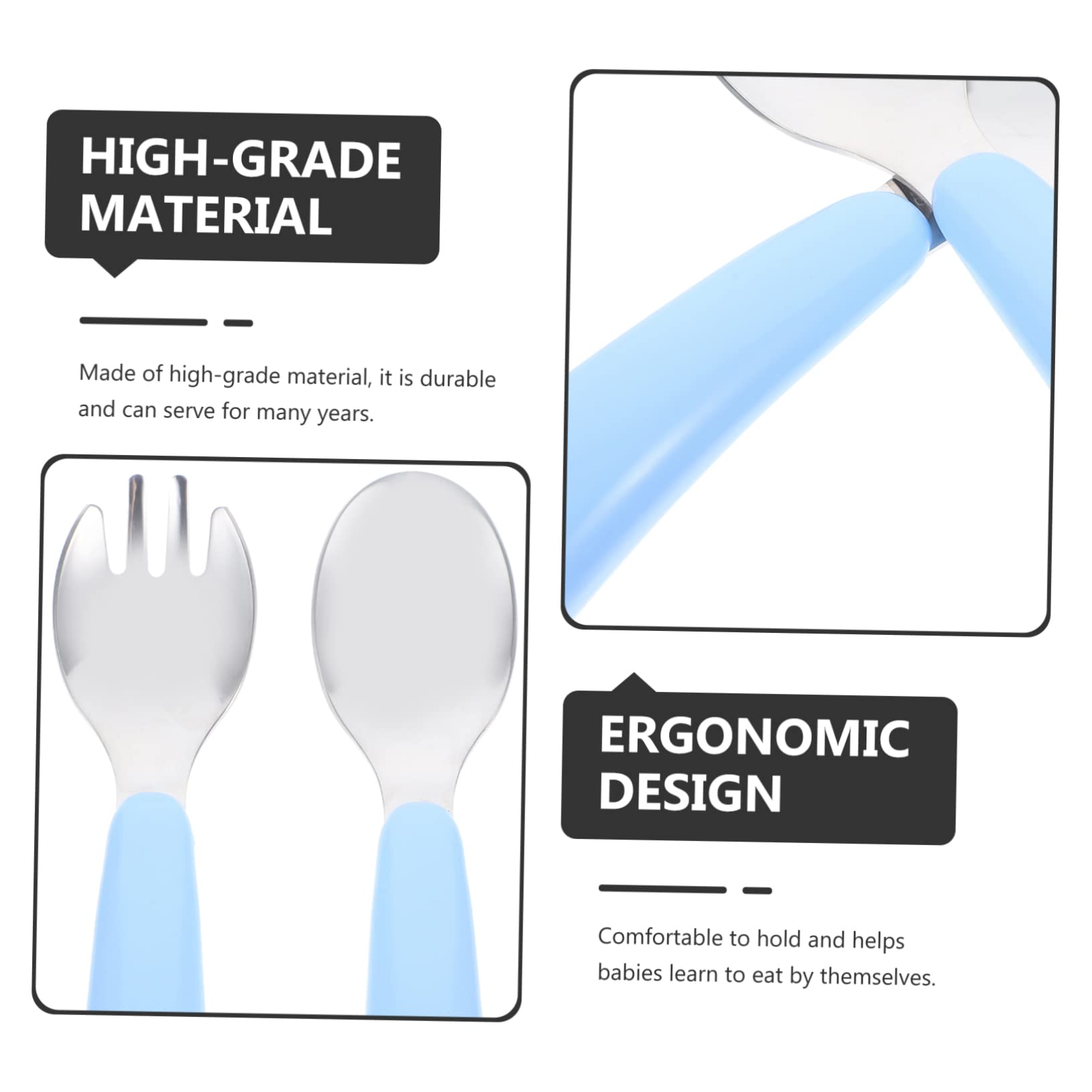 MUCKLILY 1Set Fork and Spoon Utensils for Home Dining Comfortable Edges for Boys and Lightweight Easy to Clean