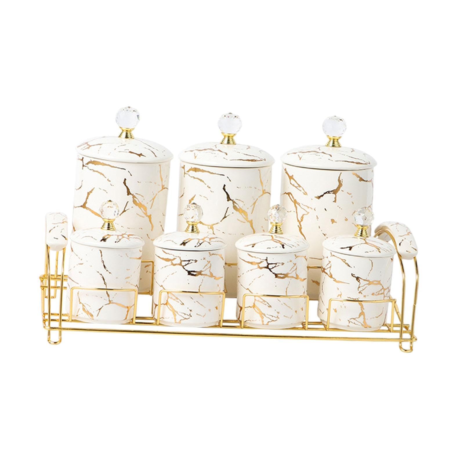 Lot de boîtes en porcelaine pour le stockage des aliments secs – Bocaux décoratifs pour biscuits, collations et apéritifs – Idéal pour l'organisation de la maison et la décoration de la cuisine