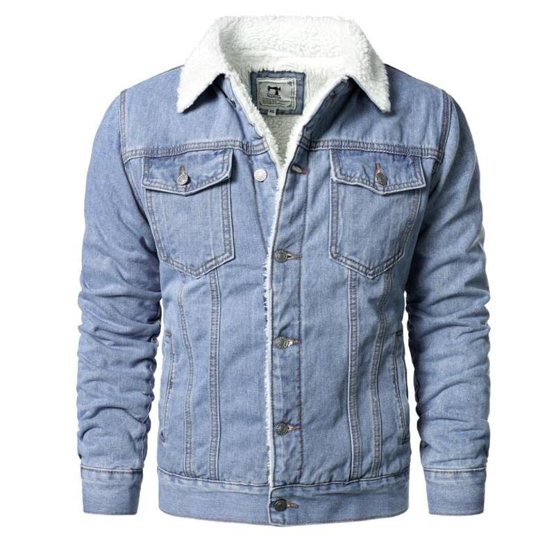 CJQJPNZ Men Black Denim Jackets Solid Casual Denim Coats Male Winter Fleece Cotton Jeans Jackets Warm Coats4