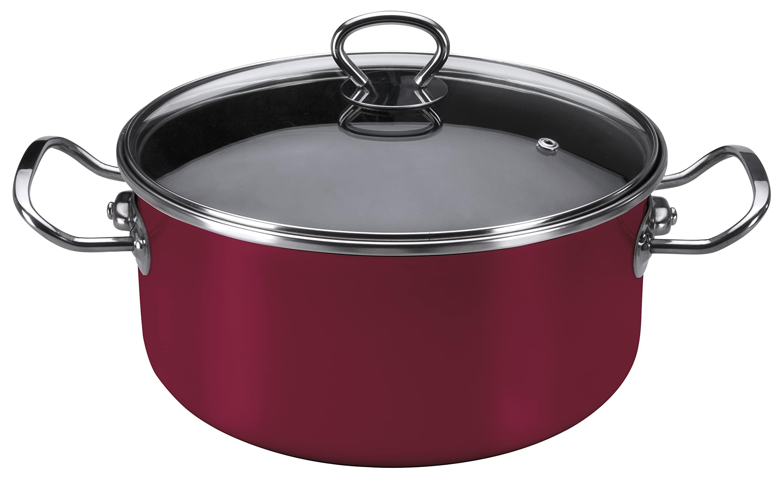 Vasconia Elegance 6-Quart Dutch Oven with Glass Lid (Dark Red) Dishwasher, Grill & Oven Safe up to 480? (Enamel on Steel) Nonstick Interior, Stainless Handles, Great for Baking, Roasting & Stewing