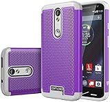 Droid Turbo 2 Case, SGM (TM)Shock Absorption Hybrid Dual Layer Armor Defender Case For Verizon Motorola Droid Turbo 2 (Purple + Gray)