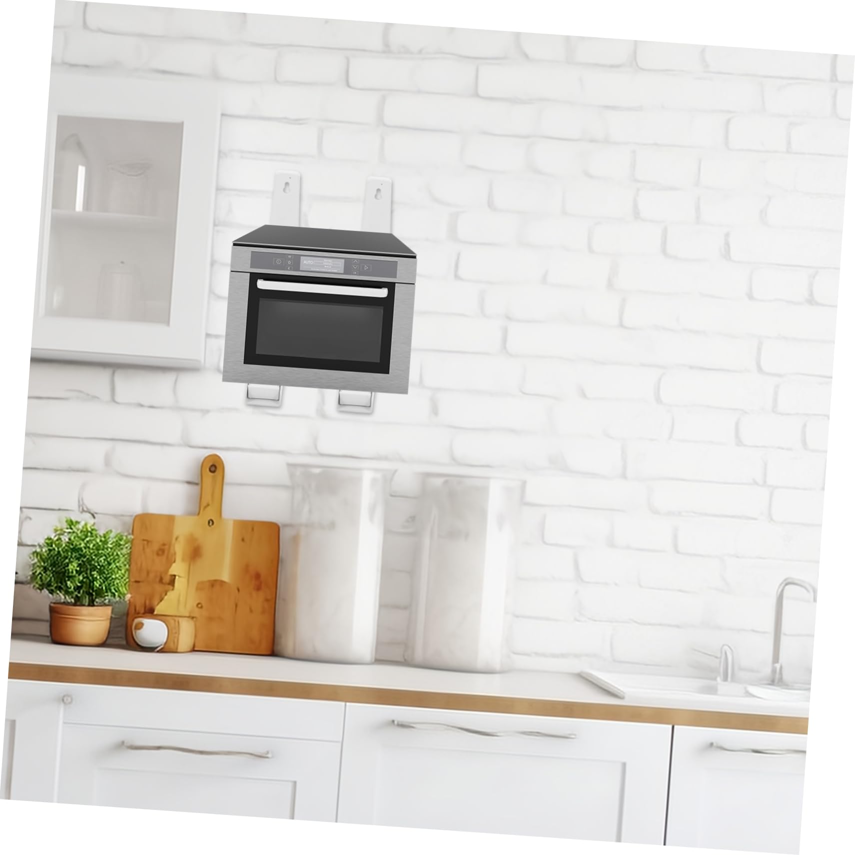 Étagère Murale Pliable pour Micro-ondes 2 Pièces en Acier Inoxydable