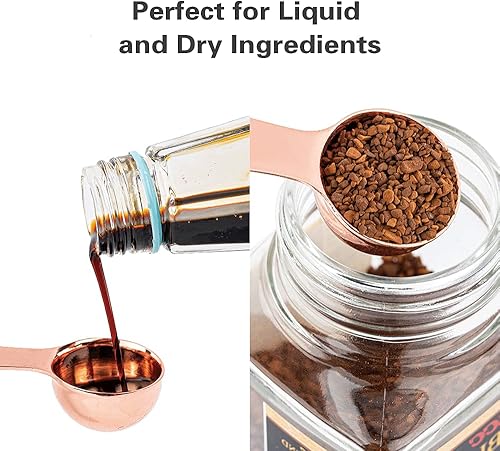 Miniatura 6 de Juego de cucharas medidoras de metal de acero inoxidable 188 resistentes para seco o líquido, cucharada medida para hornear, cabe en tarro de