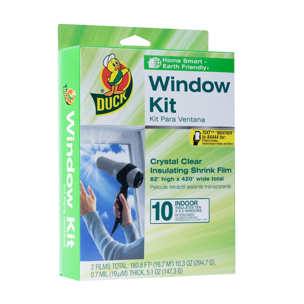 Duck Brand 281506 Indoor 10Window Shrink Film Insulator Kit, 62Inch x