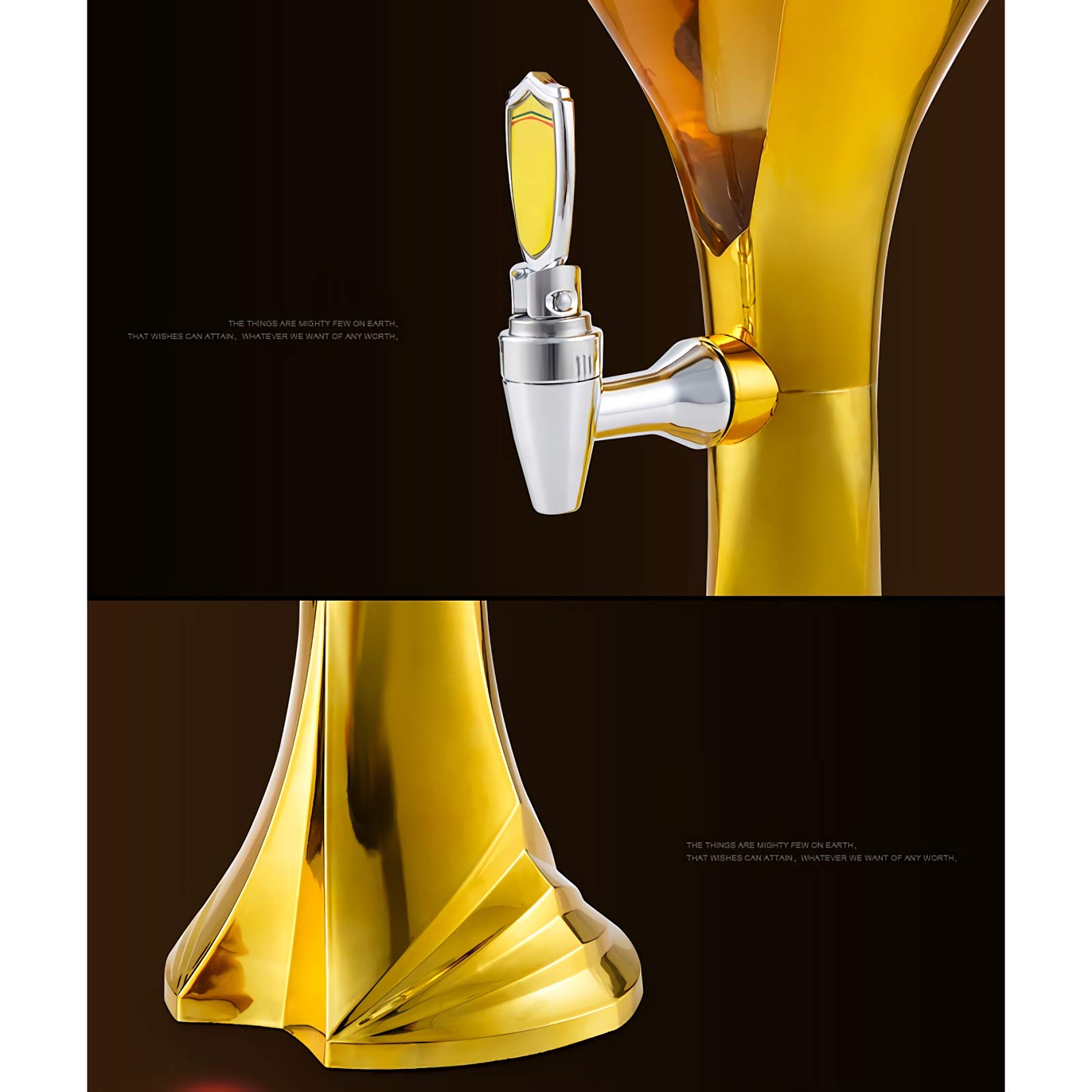 Torre de Cerveza Dispensador de Bebidas esféricas, Torre de Cerveza con Grifo, Tubo de Hielo y Luces LED, Torre de Bebidas heladas, 1.5 l / 3 l, Oro Dispensador de Bebidas (Size : 3L)