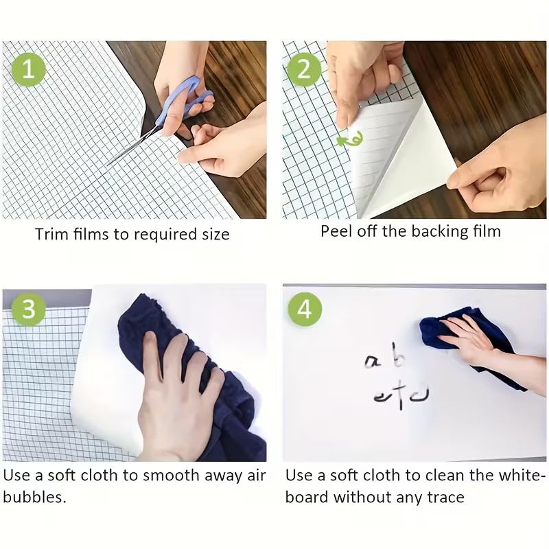Image of SUNBIRD Whiteboard Peel & Stick Wallpaper Smooth Writing Board for Walls, Glass Whiteboard DIY & Dry-Erase Pens, Space-Saving for Home, Office (16 X 50 Inch)