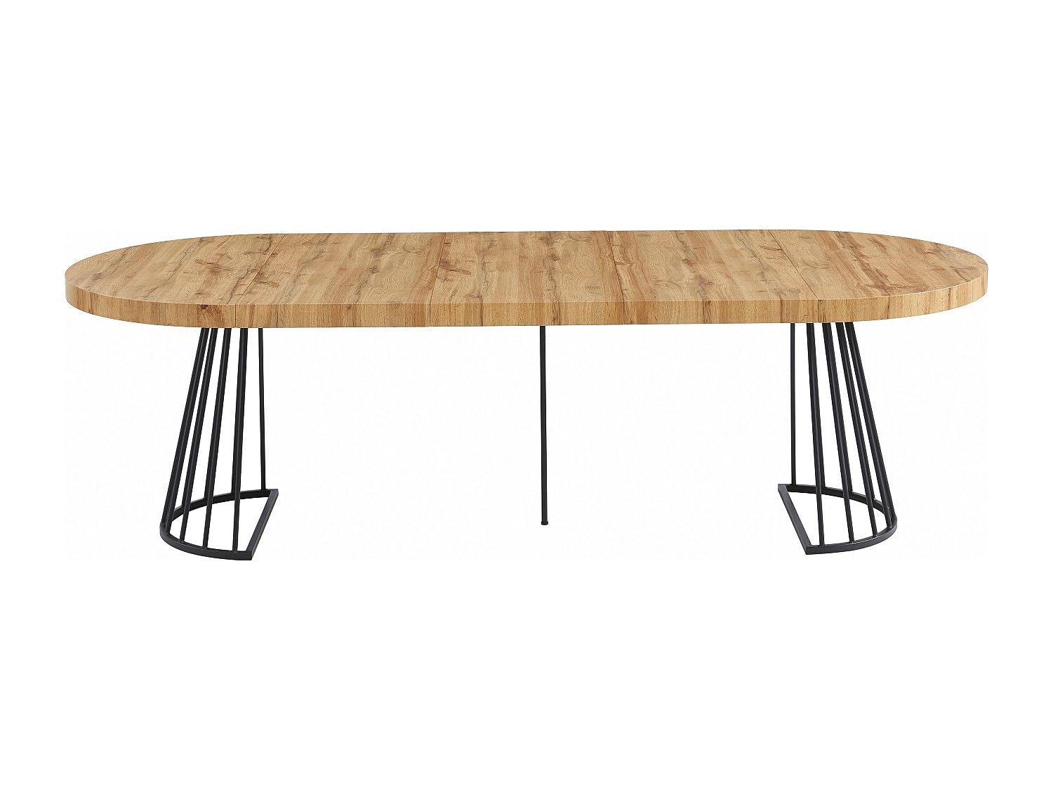 Vente-unique-Tavolo da pranzo allungabile da 2 a 12 coperti in MDF e Acciaio le e Nero - FIRELA