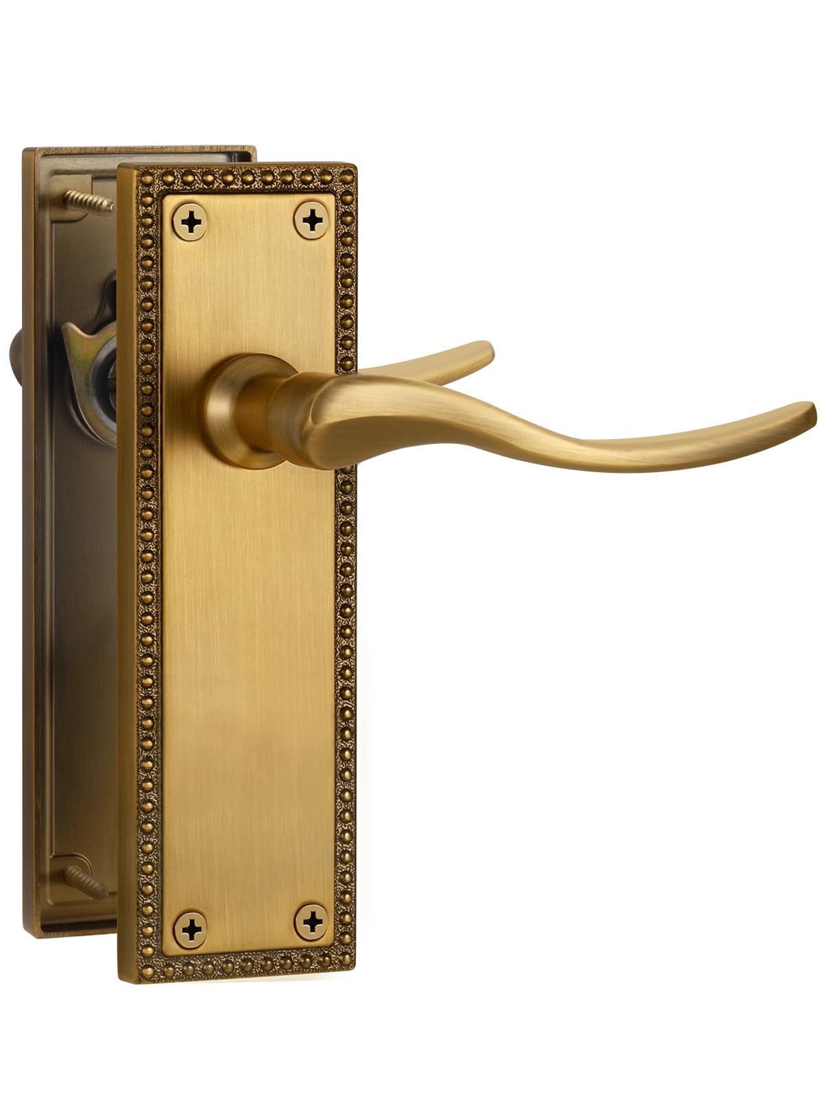 SORWDUERM 1 Pair Victorian Scroll Antique Bronze Internal Door Handles,Short Latch Lever Set for Interior Wooden Doors,Fits Standard UK Door,Zinc Alloy