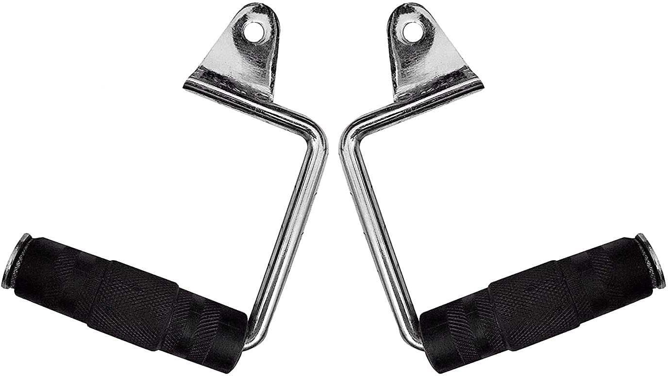 Gym Machine Cable Cross Over Half Ground Pulley Handle (1 Pair) Multi-Training Bar ()-image-25