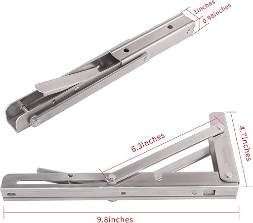 Miniatura 47 de YUMORE Soportes de estante plegables de 24 pulgadas, carga máxima: 330 libras de acero inoxidable resistente soporte de estante plegable para mesa