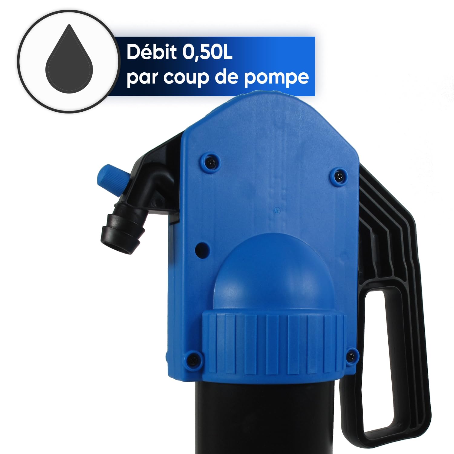 UNIVERSEL - Pompe À Main - Idéale Pour Carburants, Lubrifiants, Eau Et Plus - ‎Débit 0,50 L/Coup De Pompe - Adaptation 50mm - 3 Embouts Téléscopiques Inclus - 39,6 x 23 x 14,7 cm