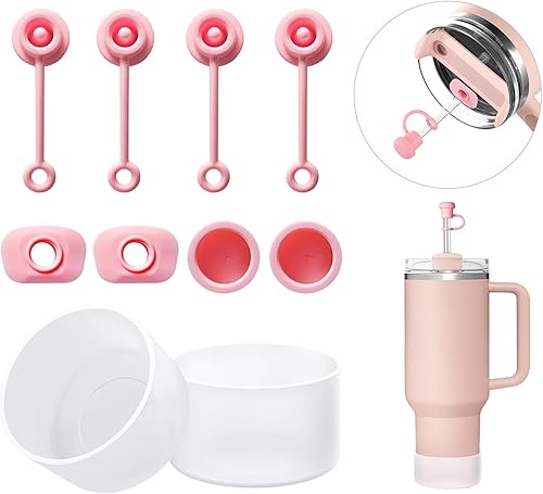 Stanley Cup Accessories - 10 unidades, tapón de silicona para vaso Stanley Cup de 40 onzas, 30 onzas y 20 onzas, incluye 4 tapas de cubierta de