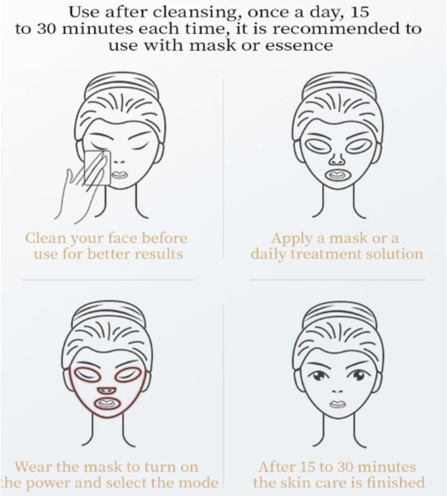 Máscara facial LED, máscara de terapia de luz de 7 colores, luz roja y azul, cuidado de la piel, protección ocular, para uso diario en casa