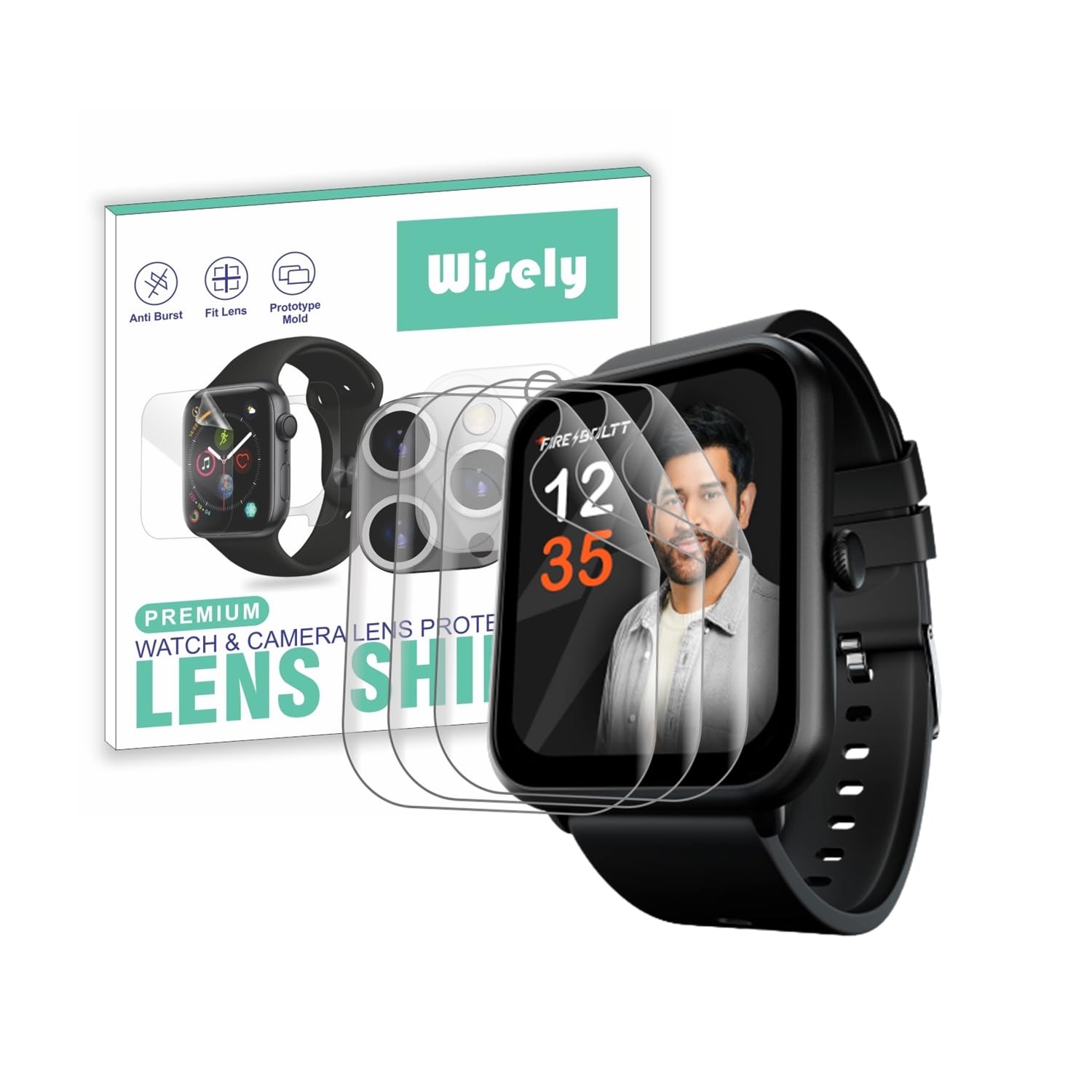 Wisely |3Pcs| Screen Guard Full Coverage Watch Protector For Fire Boltt Ninja Call Pro Plus + Smartwatch |1.83"| Bubble Free, Easy Installation Kit, HD Clear, Full Cover