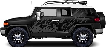 Burst Side Graphics Kit 3M Vinyl Decal Wrap Compatible with Toyota FJ Cruiser 2007-2014 - N Gray