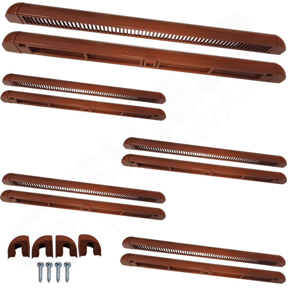 5 x Window Trickle Vents - Reduces Condensation, Damp & Steam - Complete Replacement Kit for uPVC, Wood & Aluminium Tan 525mm Pack of 5