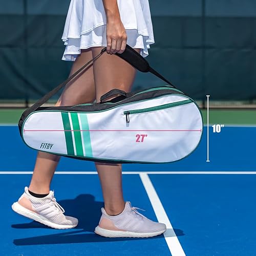 Miniatura 6 de Bolsa de tenis duradera - Bolsa ligera para raqueta para hombres, mujeres y profesionales - Interior espacioso