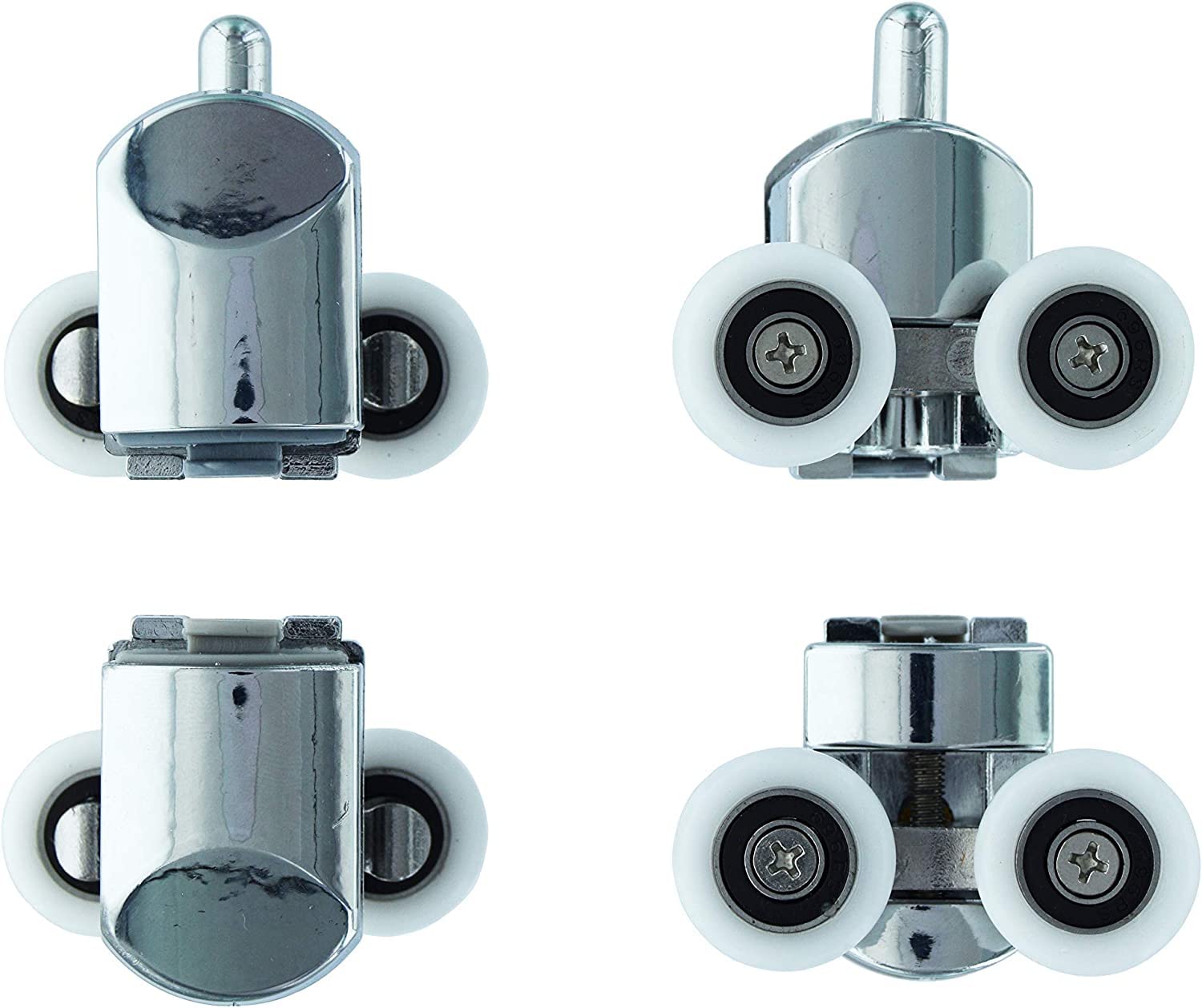 Roulettes De Douche Avec Double Porte Coulissante, 4 Pièces (2 Supérieures 2 Inférieures) (23 Mm - 2 En Haut 2 En Bas