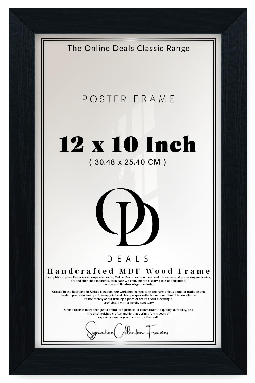 OD Deals | Modern Rectangle Wall Mount Poster Holder 12 X 10 Inch (30.48 X 25.40 CM) — Crystal Clear Perspex For Vertical And Horizontal Display Of Photos And Paintings In Black, Easy Hang
