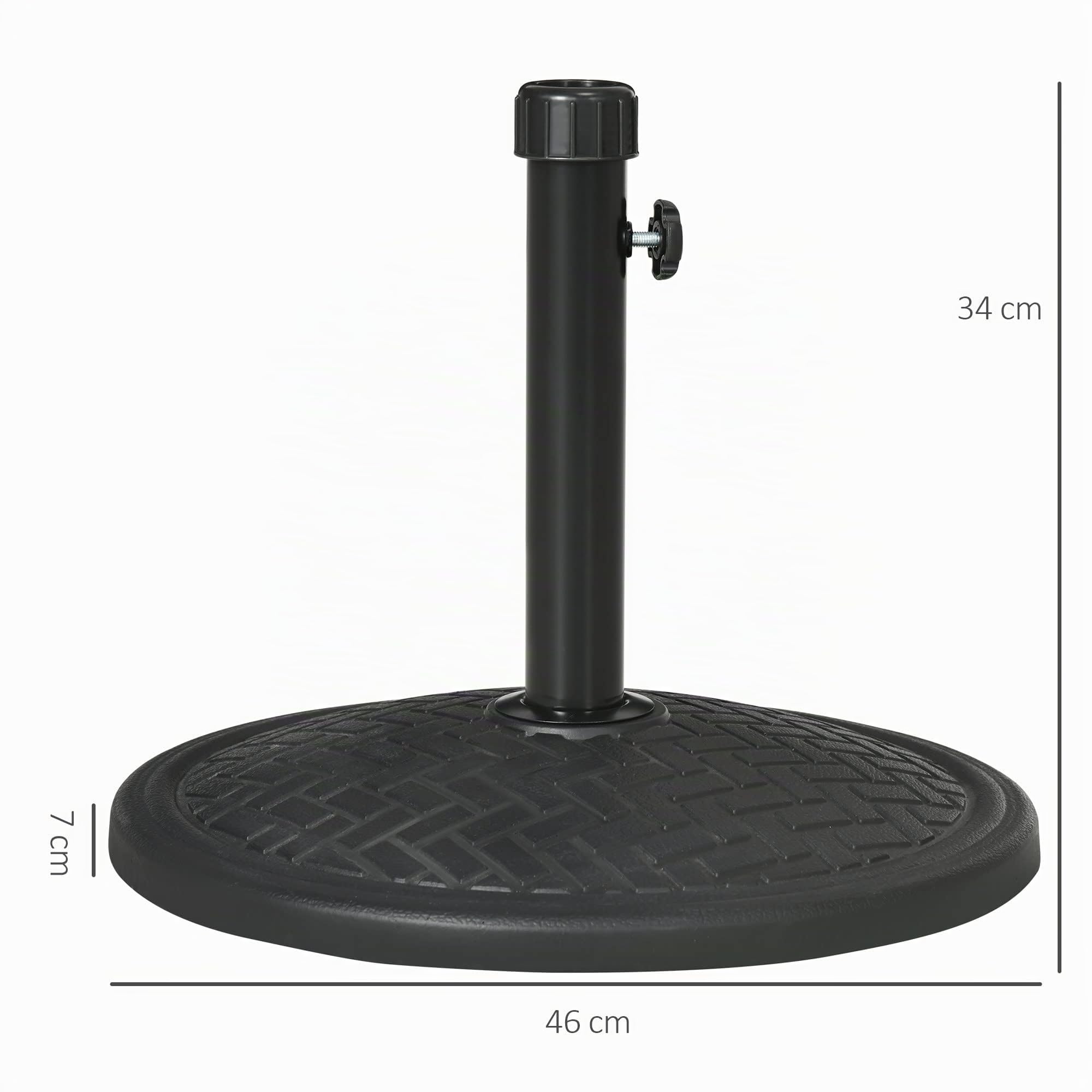 Outsunny Base de Sombrilla 14 kg para Mástil Ø32-38 mm Ø46x34 cm Negro | Hormigón, Soporte para Parasol, Pie de Parasol, Jardín, Terraza, Patio