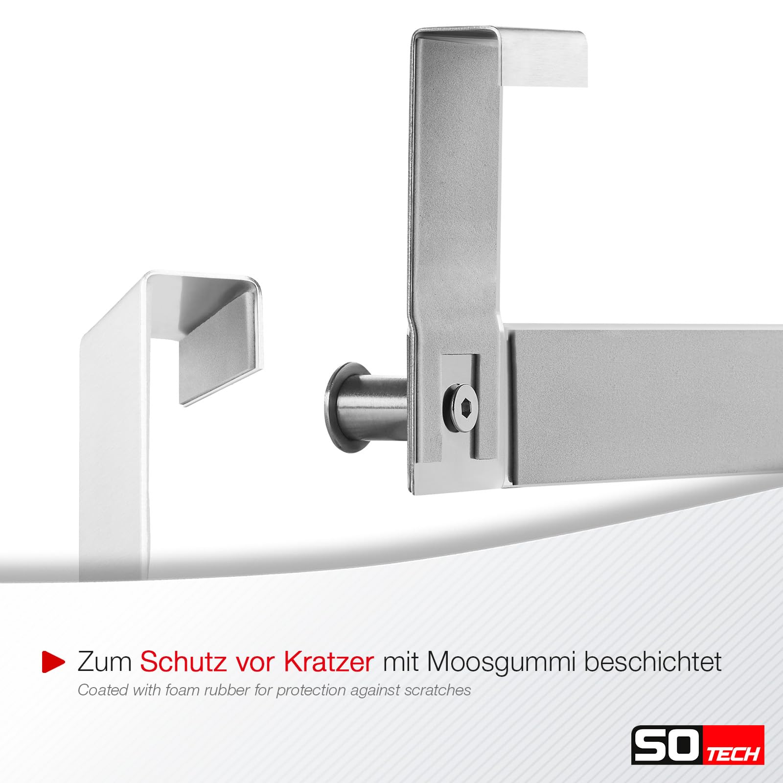 SOTECH Appendiabiti per Porte Linea I Acciaio Inox Opaco 380 x 110 mm 6 Ganci Battuta Max 16 mm