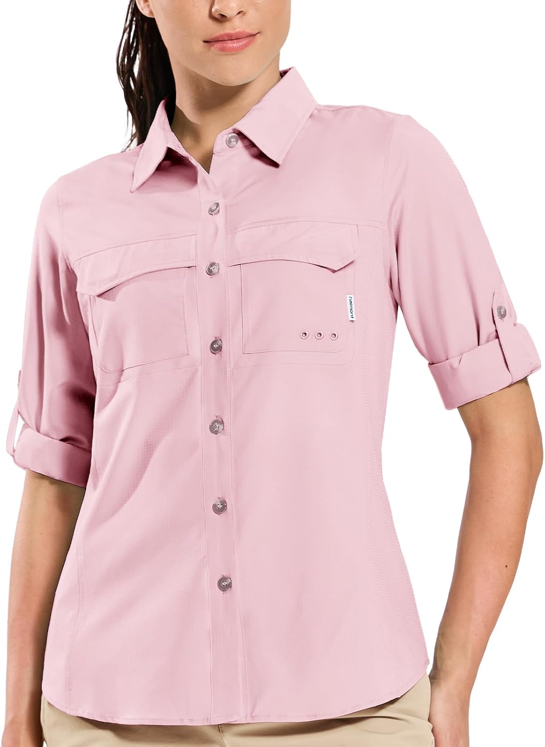 Haimont Women's Travel Hiking Fishing Button Down Shirt, UPF 50+ UV Long Sleeve Sun Shirts for Outdoor Camping Sailing