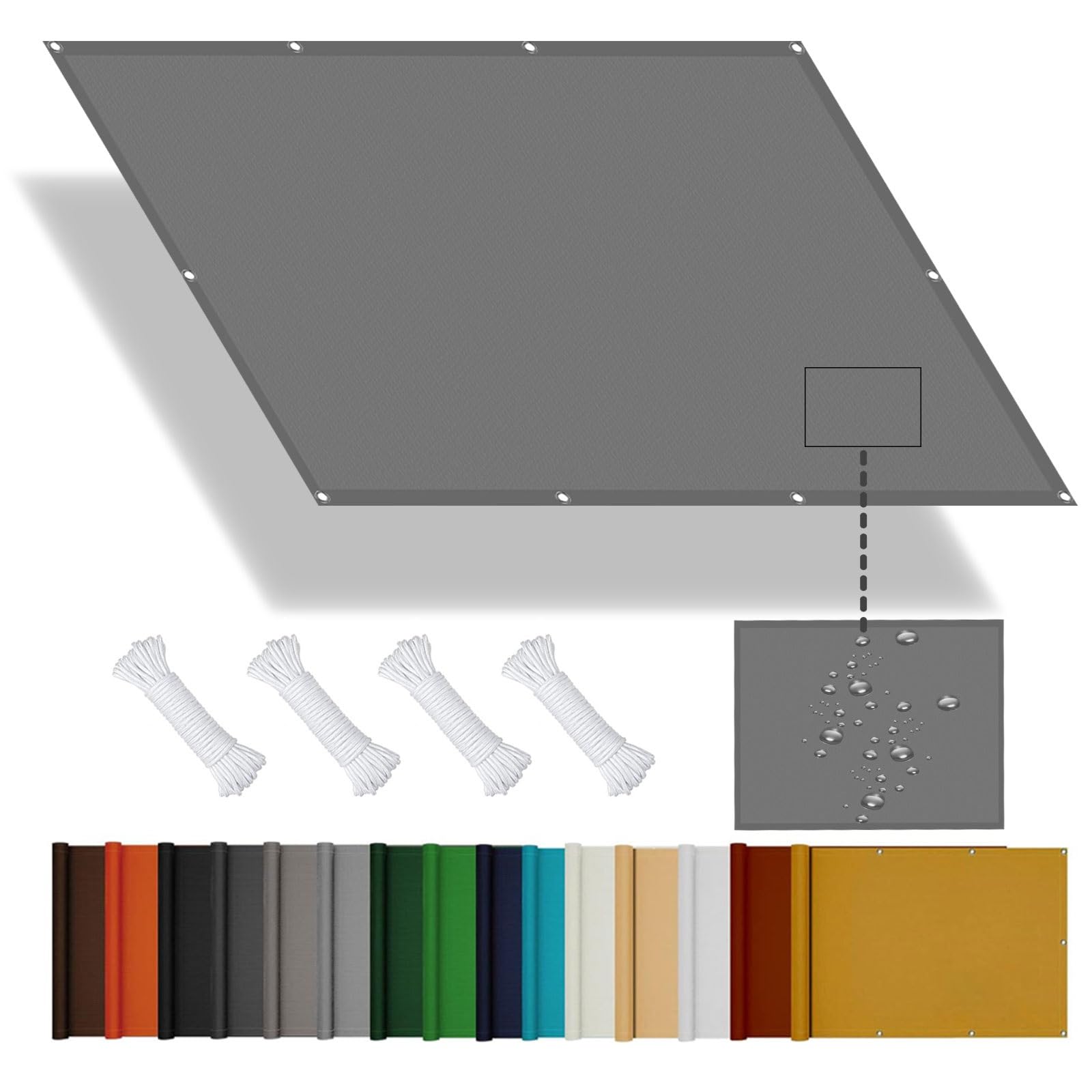 Voile d'ombrage rectangulaire contre la pluie et le soleil de terrasse