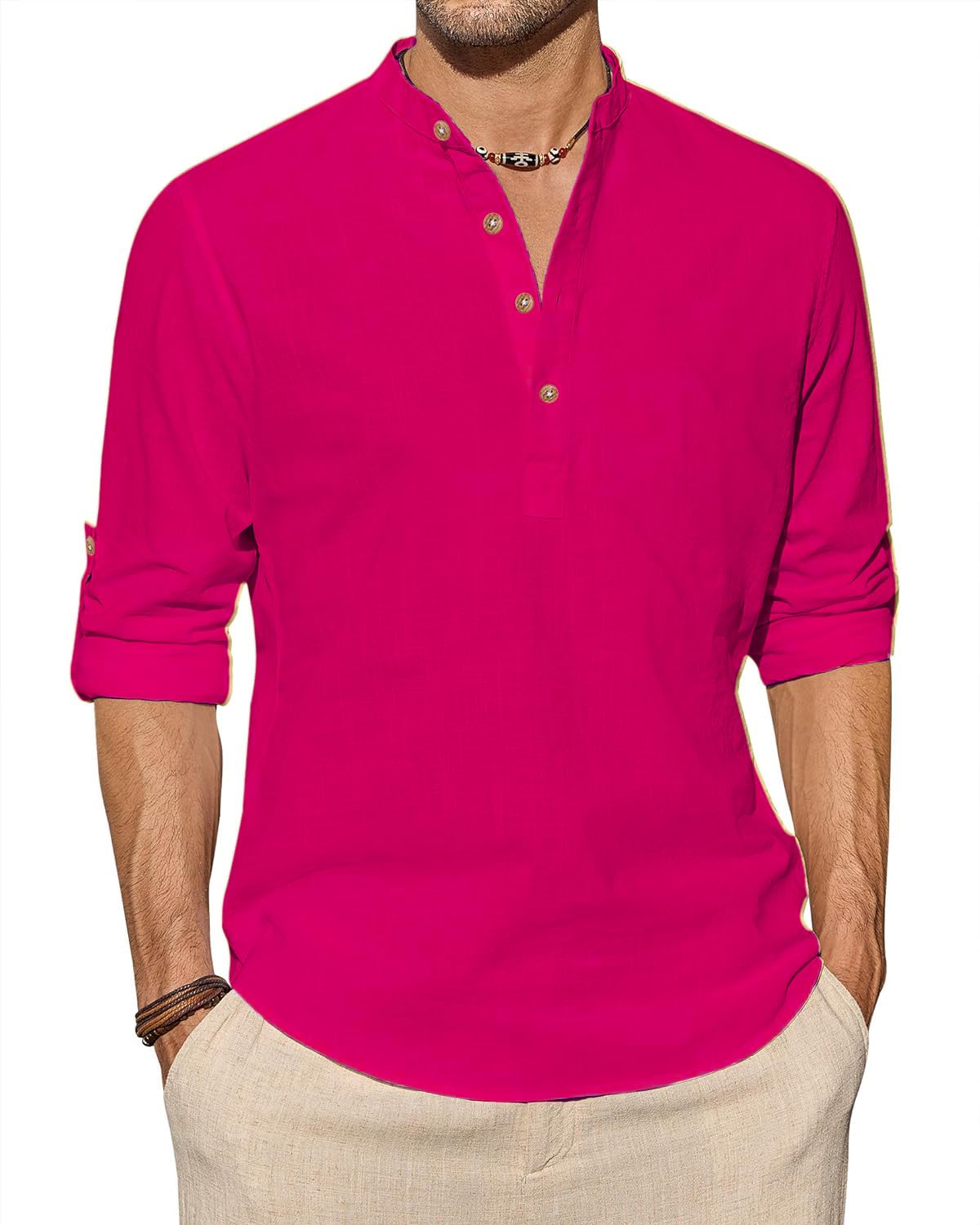 edinwolf Men Pure Cotton Slim Fit Full Sleeve Short Kurta | Super Soft Stylish Kurta for Any Occasions (KRTBTN25)-picture-24