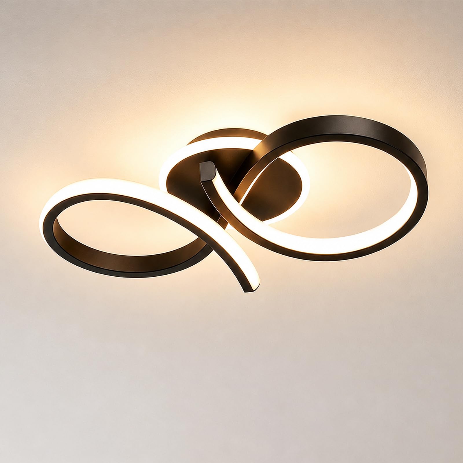Plafonnier LED Moderne 3000K Noir Luminaire Plafond 4812897