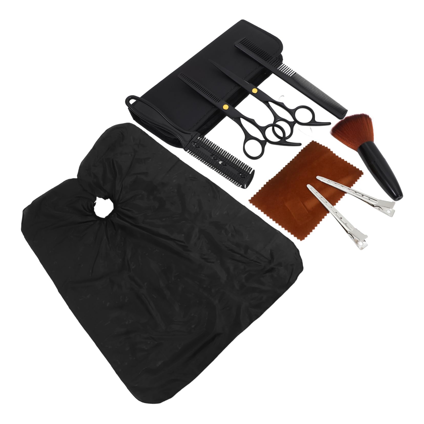 Juego de Tijeras para Cortar el Pelo Profesional de Acero Inoxidable Negro, Resistentes Enredos para Peluquería en Casa o Salón