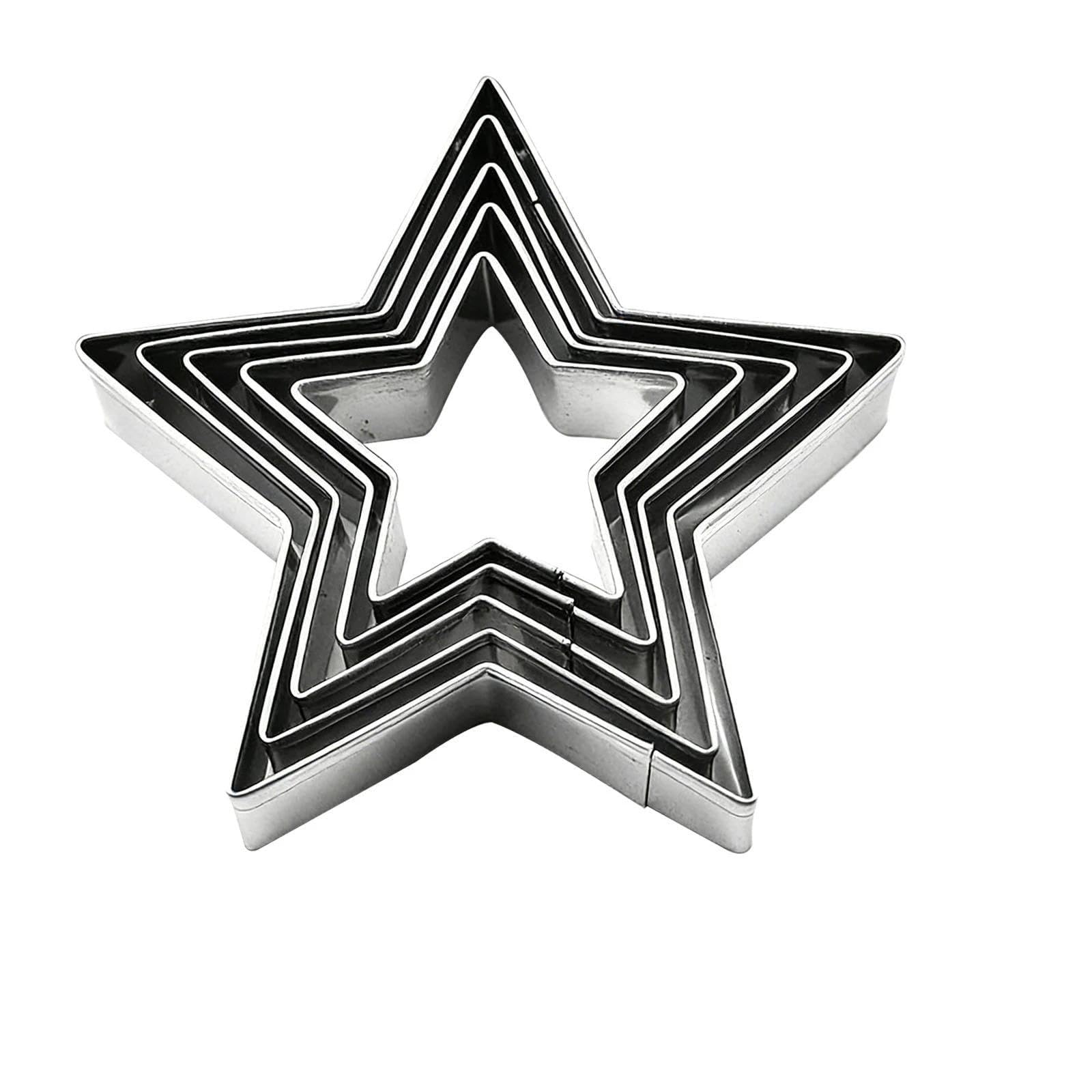 6 Pcs Star Cookie Cutters, Graduated Pentagram Stainless Steel Baking Tools