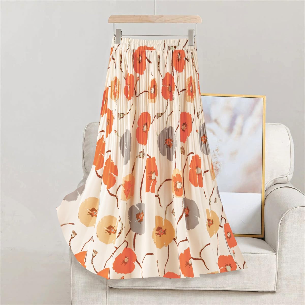 Basoteeuo Jupe pour Femme, imprimé léopard, Pull midi Long, Jupes plissées, Taille Haute, Jupes trapèze