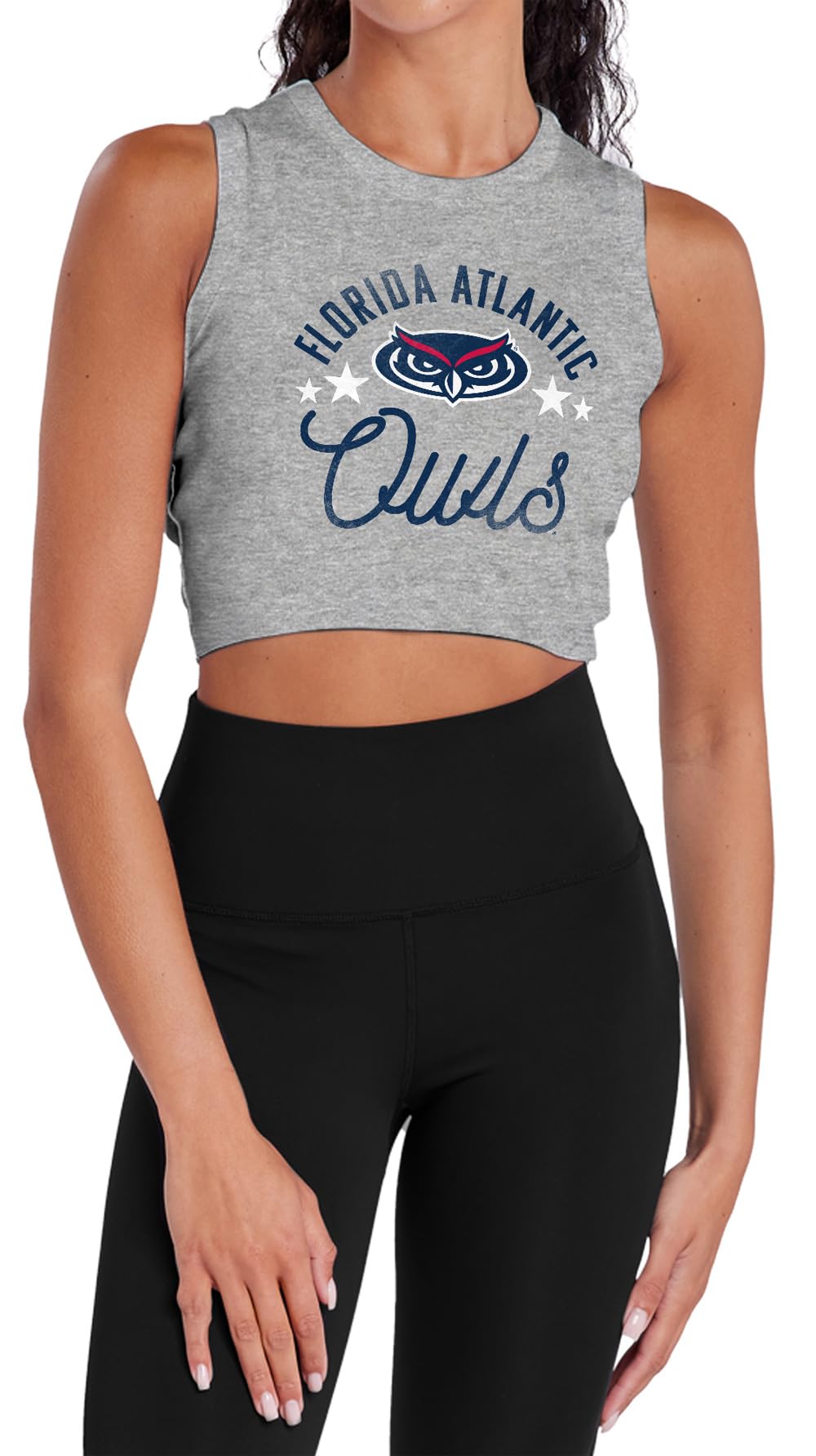 Florida Atlantic University Mascot Women's Sleeveless Crop Top Tank, Athletic Heather, Small