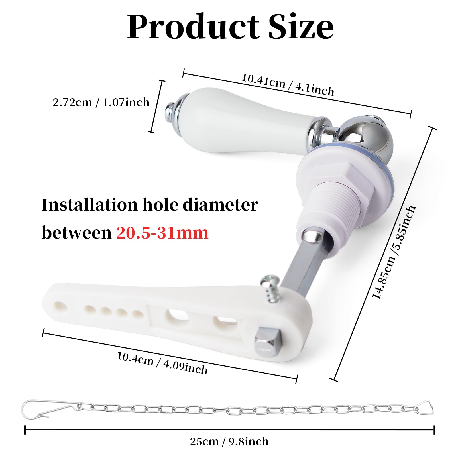 Weielt Ceramic Toilet Flush Handle Eeplacement Kit Zinc Alloy Metal Toilet Handle Replacement - Image 2