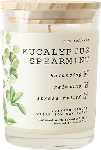 Leoben Company B.B. Wellness Cera de soja vertida a mano Fabricado en pequeños lotes 40 horas Infundido con aceites esenciales naturales Vegano