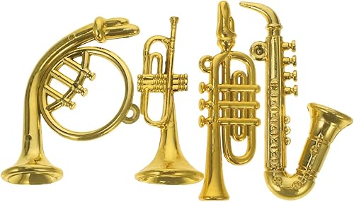 balacoo Mini instrumento musical de plástico, casa de muñecas, trompeta, saxofón, modelo de casa de muñecas en miniatura, decoración colgante de