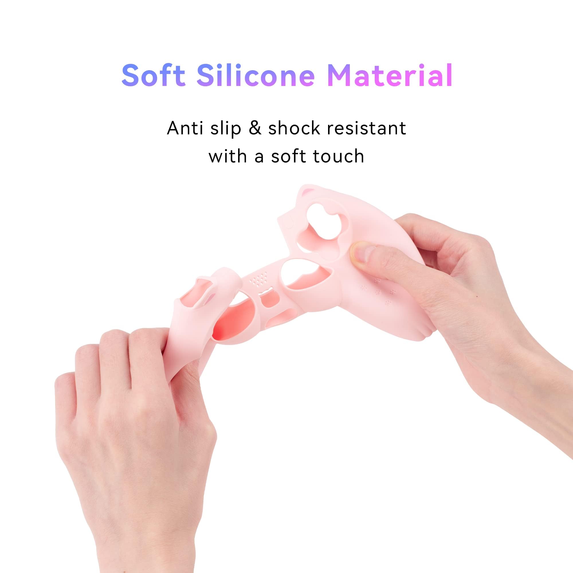 GeekShare Skin per controller PS4 a forma di pelle, in silicone antiscivolo, compatibile con controller PS4 Slim/Pro, rosa
