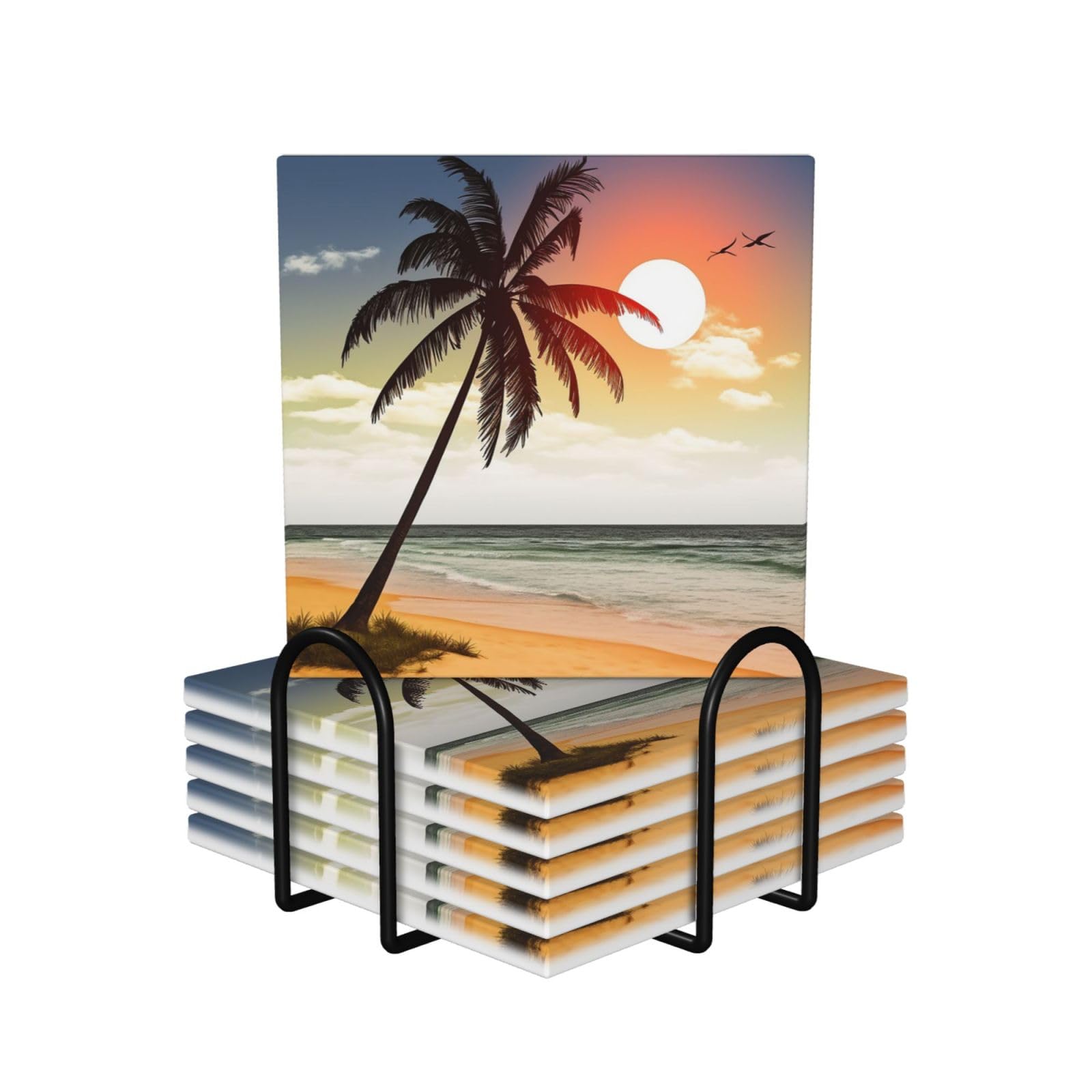Dessous de verre plage et palmier pour embellir vos apéritifs et tables d'été