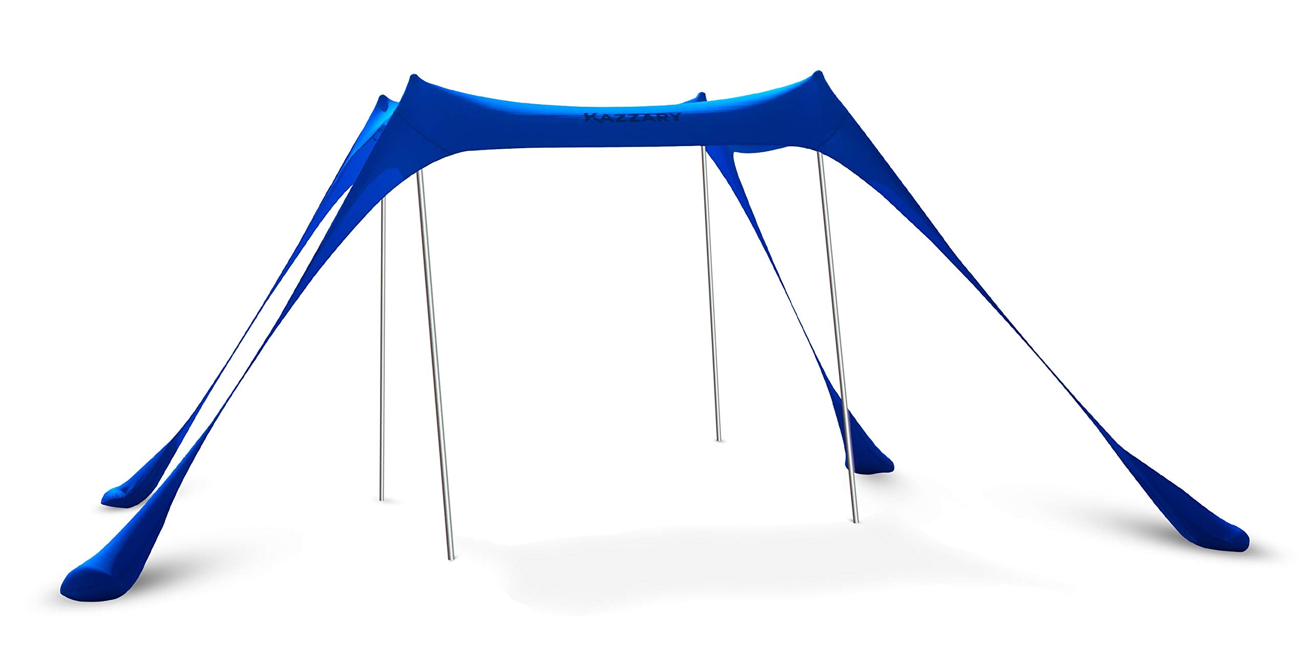 KAZZARY Beach Tent, UPF50+ 7.5x7 ft Sun Shade Canopy with Sandbags, 4 Stability Poles, Ground Pegs, Flying Disc Sand Shovel. Lightweight Sunshade Shelter, 7ft Tall for Camping Outdoor Trips and Sports