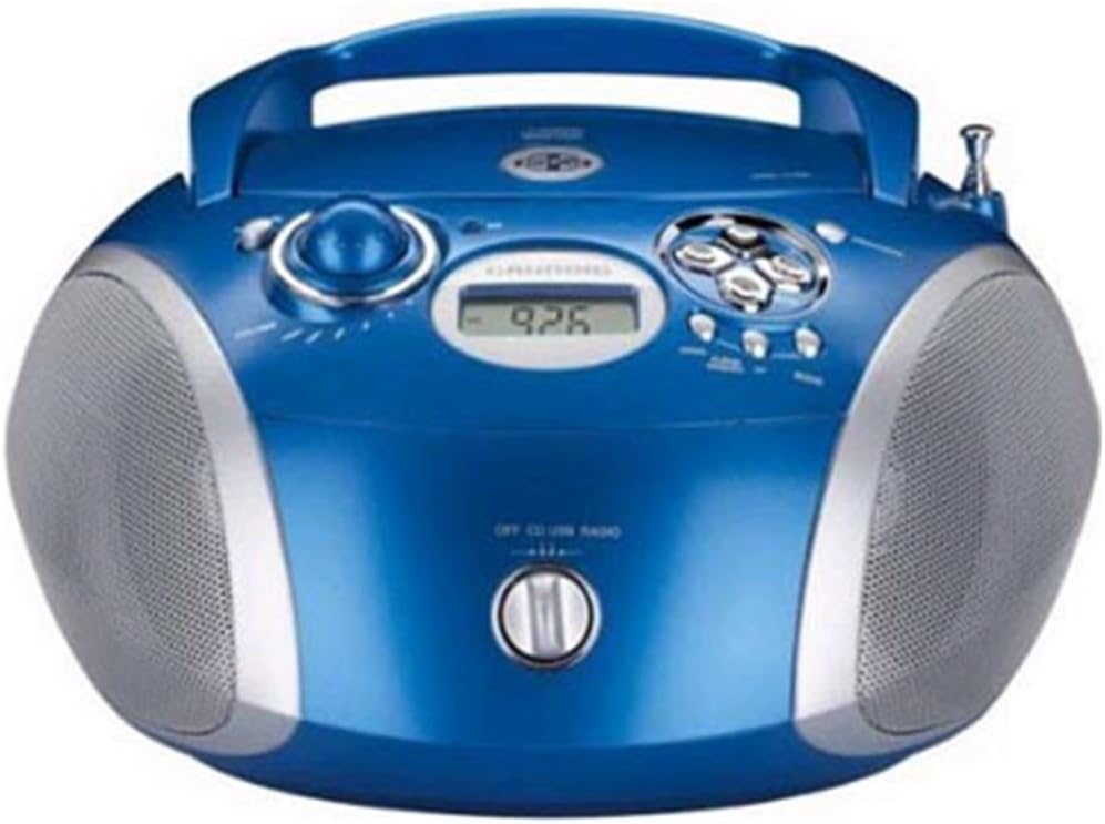 Grundig RCD 1445 Radio (USB 2.0) with CD/MP3/WMA Playback Blue/Silver