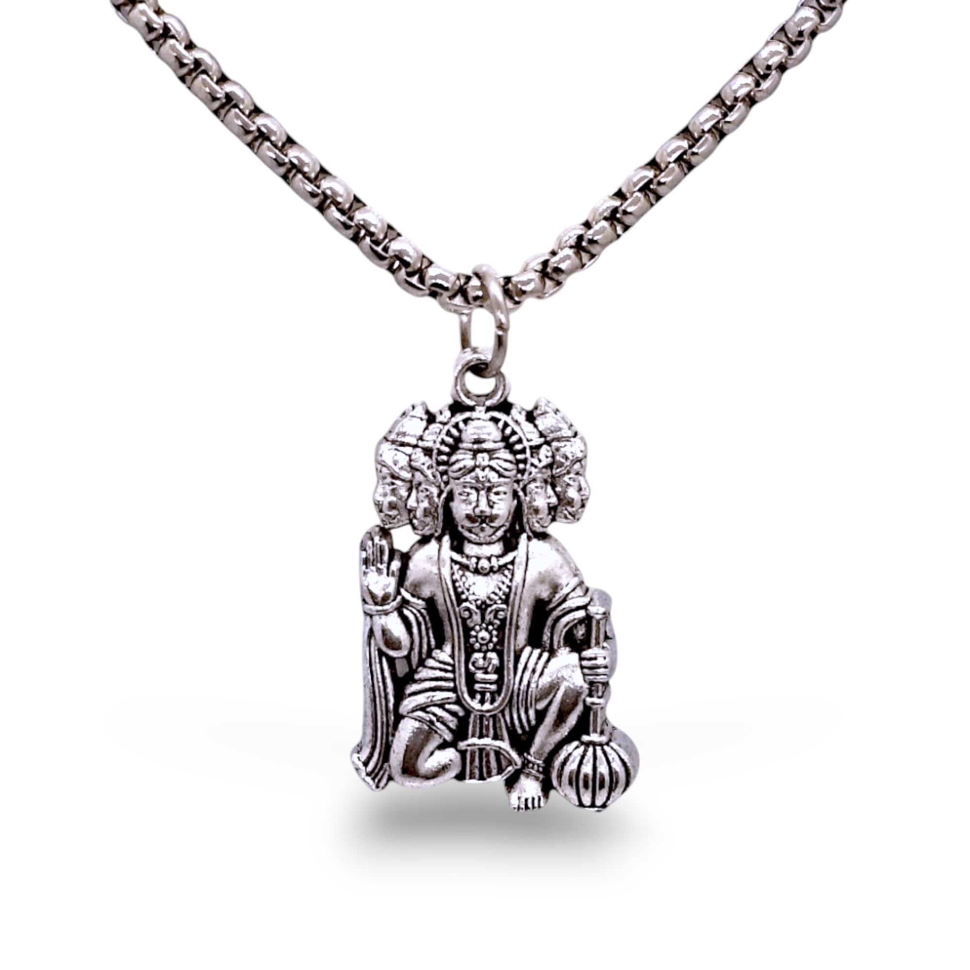 Panchmukhi Hanuman Locket for Men & Women | Silver Religious Pendant Necklace for Boys | Stylish Chain Gift Set – Best Birthday & Return Gifts for Husband, Boyfriend (Pack of 1)
