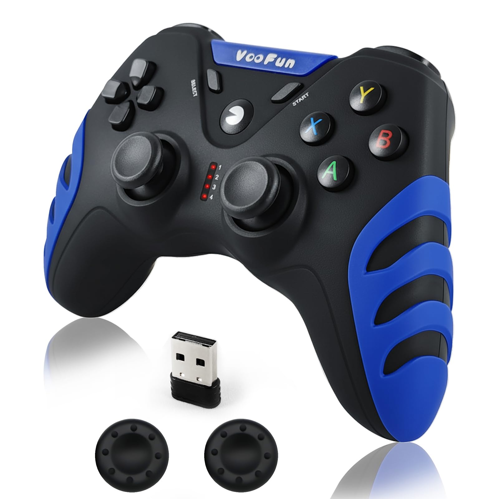 VooFun Mando PC, 2,4G Inalámbrico Mando PS3 Gamepad PC con Hall Joystick (Anti-Drift), Dual Vibración, Gaming Mando para Windows 7/8/10/11, PS3, Laptop, Steam, Raspberry Pi, Android TV, TV Box