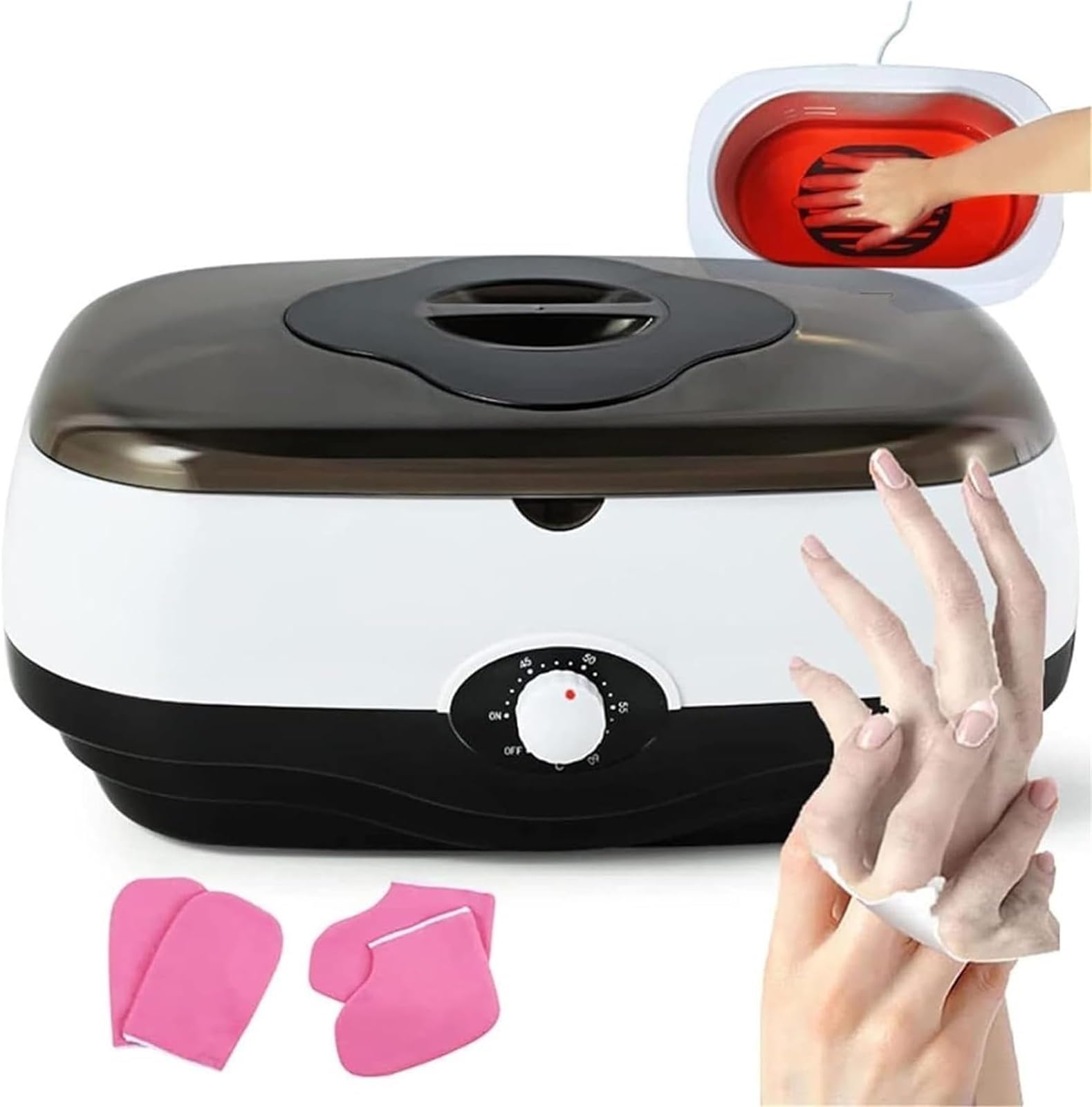 Riscaldatore for bagno di cera di paraffina da 4 litri, paraffina | Macchina for terapia con cera calda for mano, piede, gomito, vaso di cera idratante for la casa e il salone(Pink)
