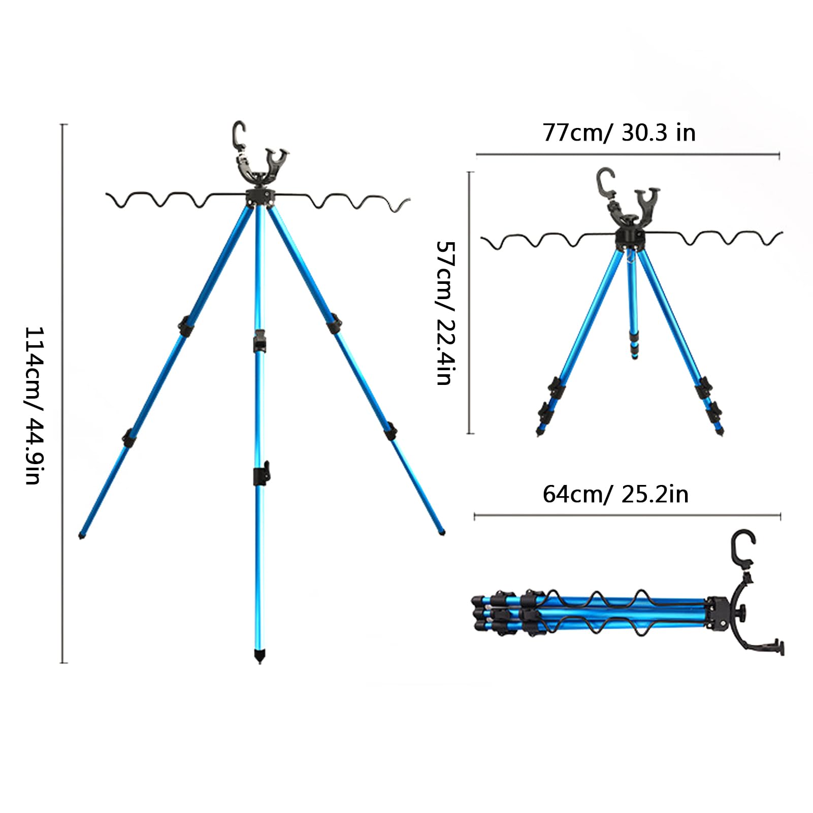 Soporte para caña de pescar telescópico portátil de aleación de aluminio, soporte para trípode, soporte ajustable para caña de pescar para entusiastas de la pesca en la