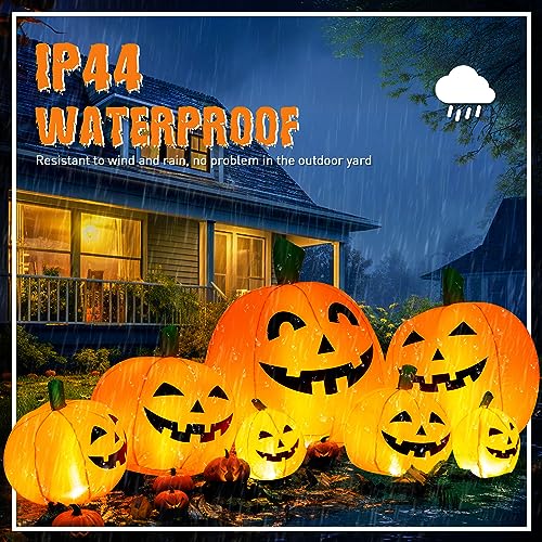 Solpex Halloween Deko, Halloween Inflatable Pumpkin Decoration, 240cm/8FT, 7 Pumpkin Set with 21 LED Lighting for Party, Garden, Lawn… – Ansicht 2