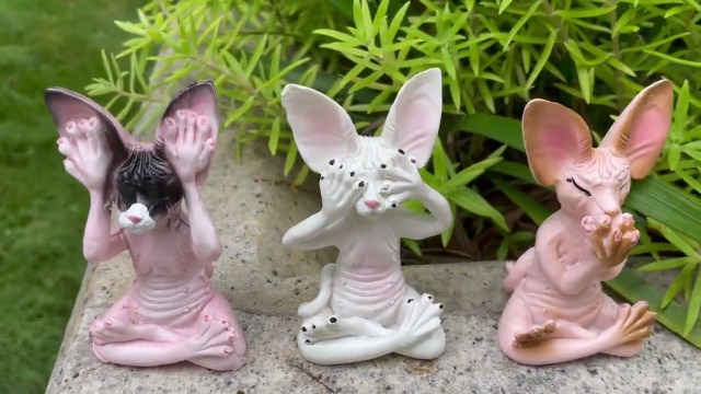 Amazon.com: JARPSIRY Set of 3 Wise Sphynx Cat Statue See Hear