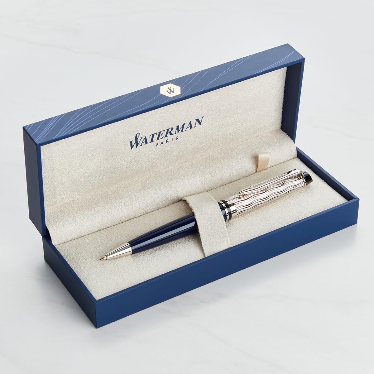 Personalised Waterman Expert Pen – Luxury Engraved Writing Pen Gift for Men & Women – Premium Business, Graduation & Birthday Gift (Special Edition L'Essence du Bleu Ballpoint Pen)